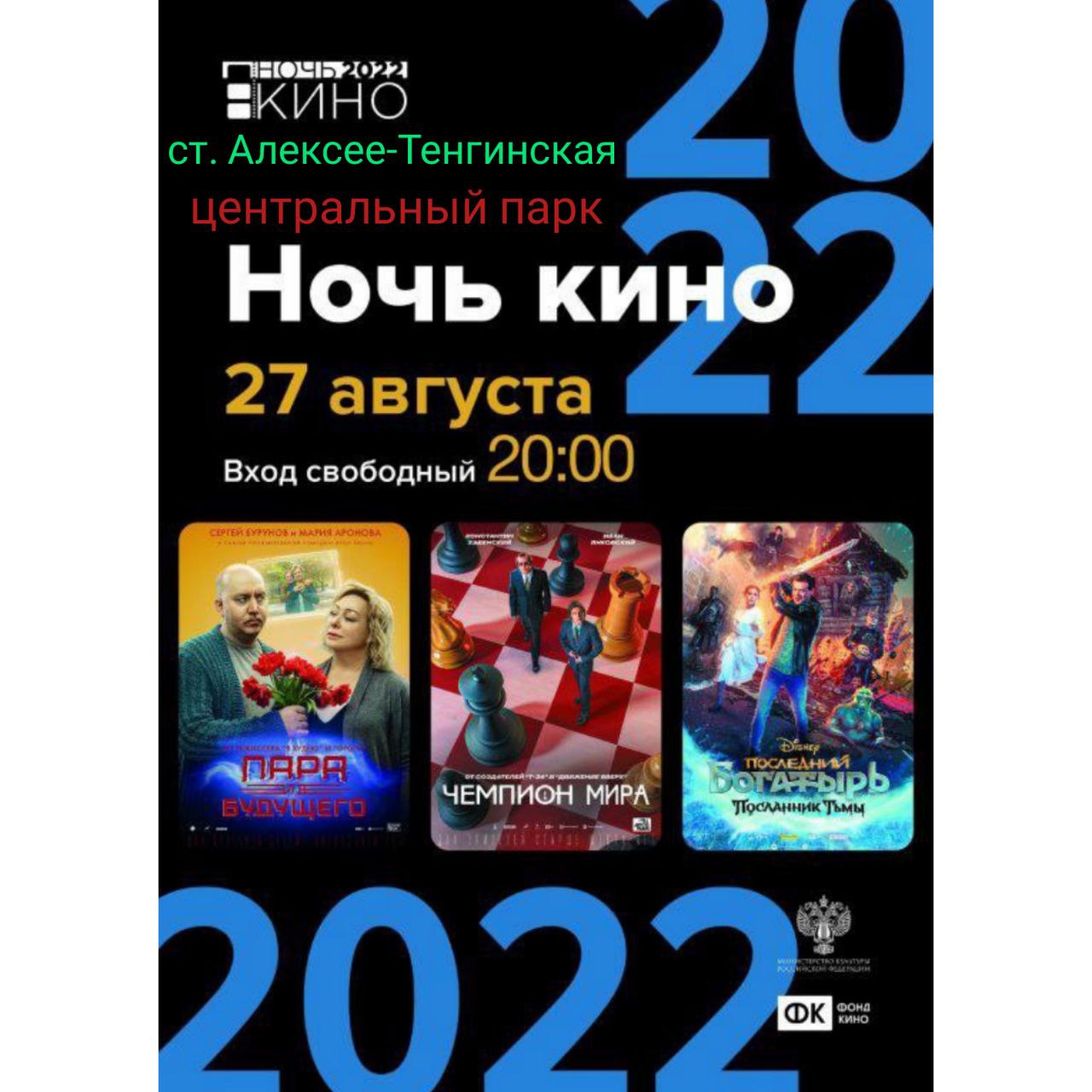 Read more about the article 27 августа 2022 года в 20.00 ч. пройдёт всероссийская акция «Ночь кино»